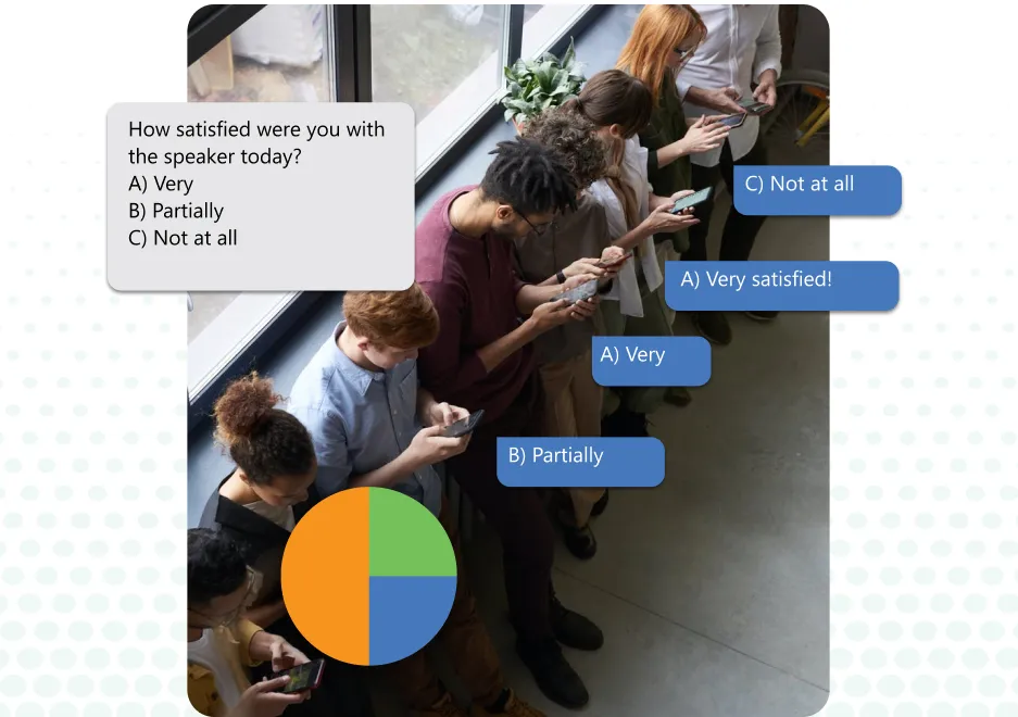 A group of people on their phone responding to an SMS Poll