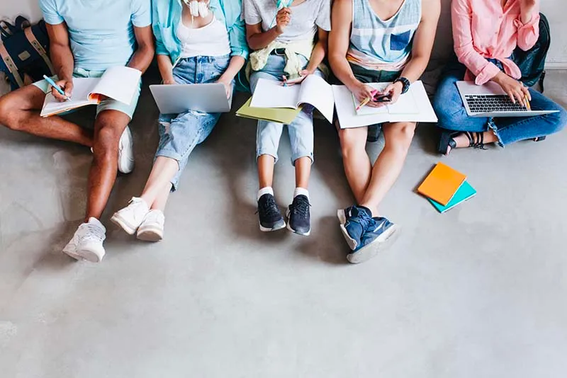 A group of students studying