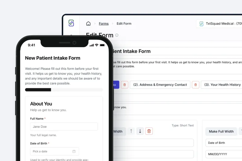 TxtSquad online forms builder interface