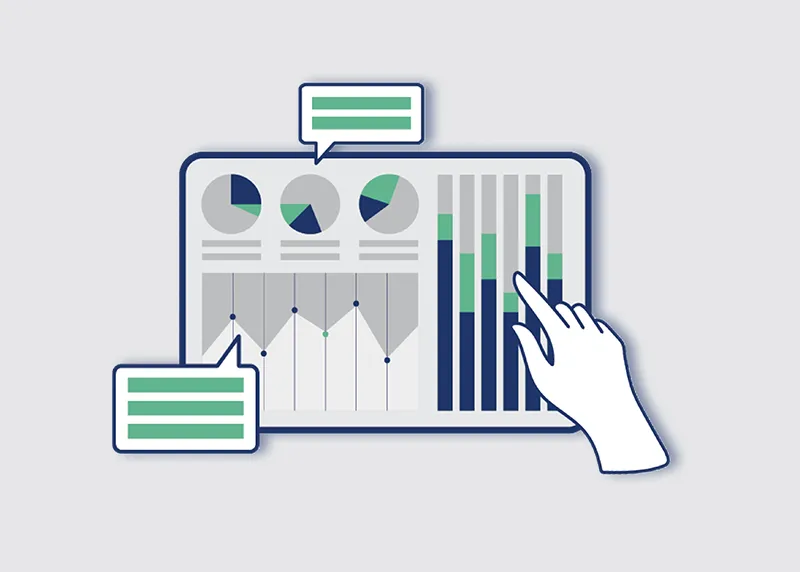 Charts and Metric shows on a Tablet