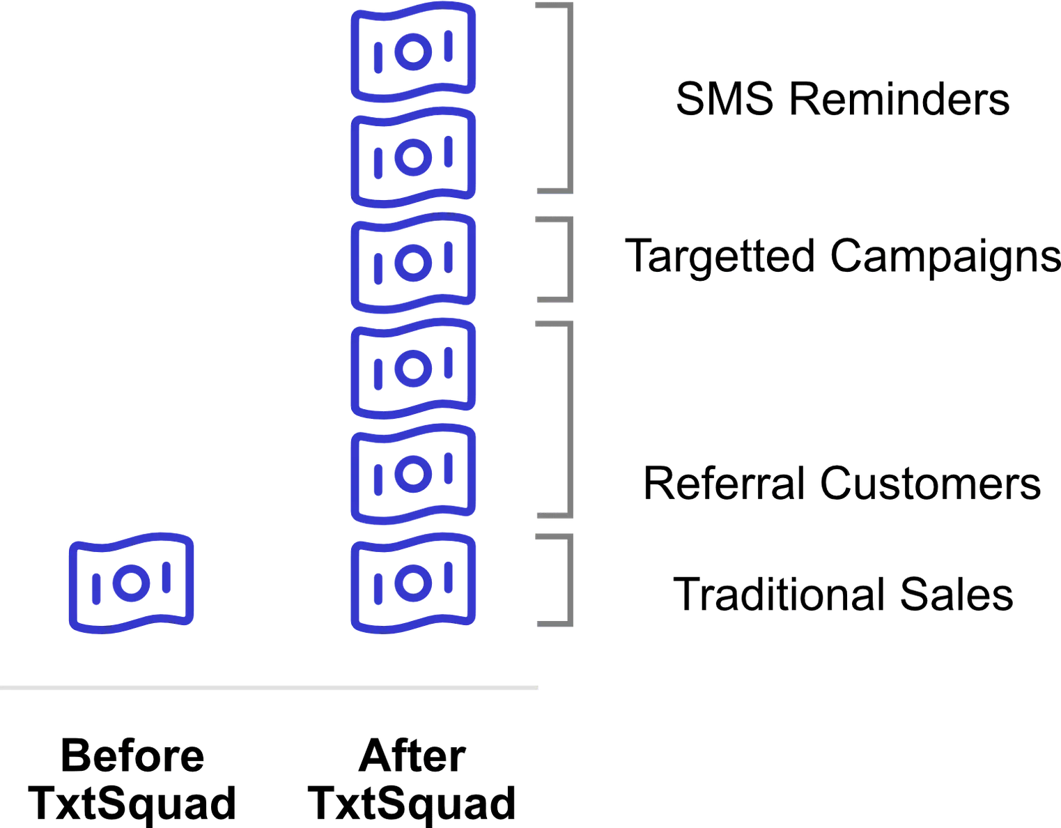 Figure showing revenue growth with txtsquad